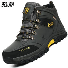 Load image into Gallery viewer, Brand Men Winter Snow Boots Warm Super Men High Quality Waterproof Leather Sneakers Outdoor Male Hiking Boots Work Shoes 39-47